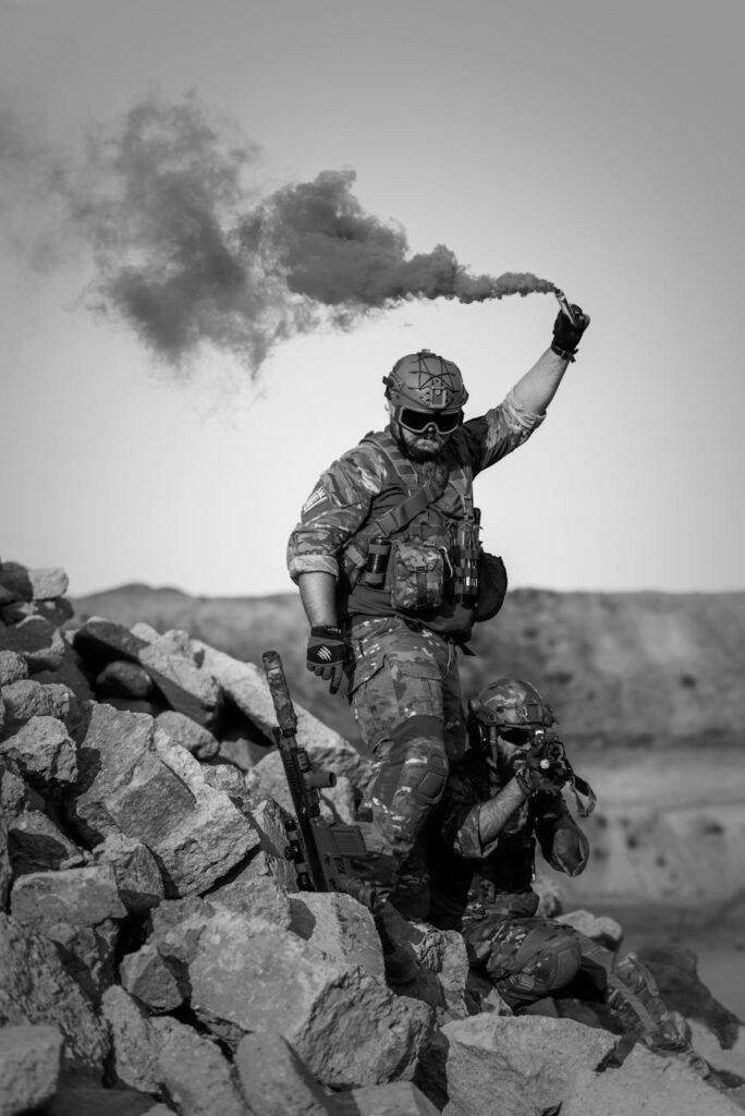 man holding signal smoke