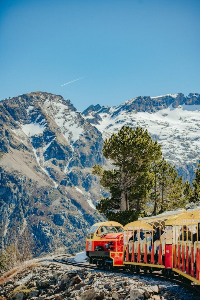 narrow gauge tourist train in the french pyrenees